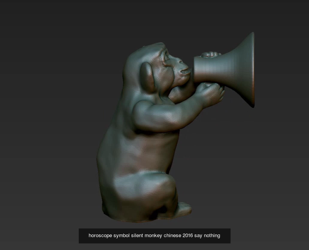 horoscope symbol blind deaf silent monkey chinese see hear say 3D Model Collection_7