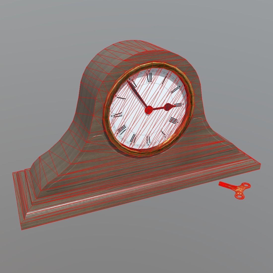 Mantle clock Low-poly 3D model_1