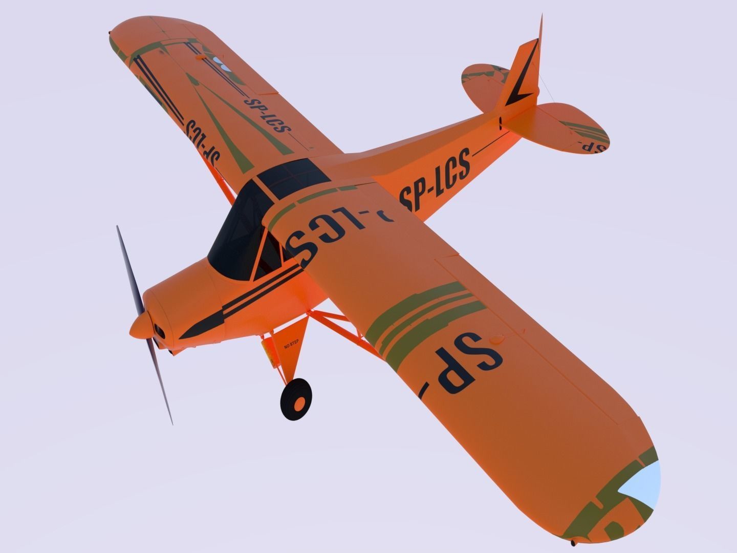 aircraft orange airplane flying in sky 3D model_12