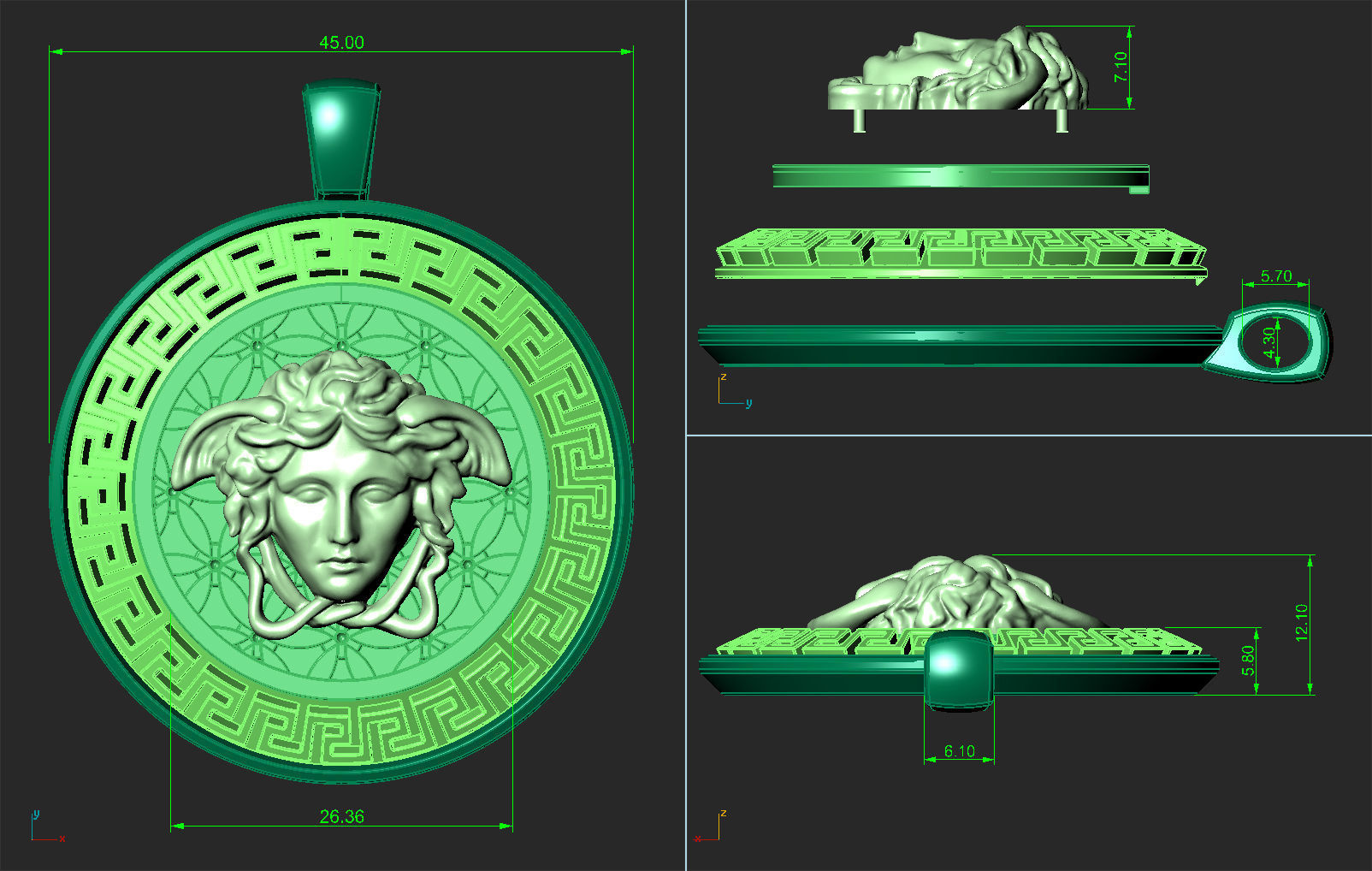 Medusa pendant M 3D print model_1