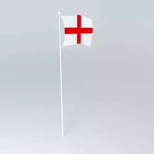 St. Georges Cross Flag on pole Free 3D model