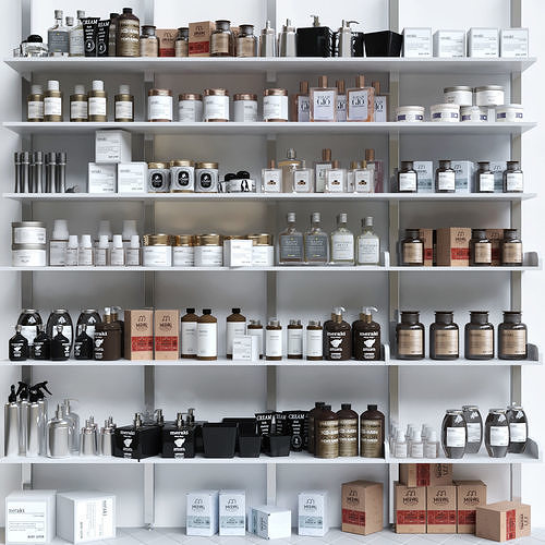 Cosmetic set 8 cosmetics shelf 3D model