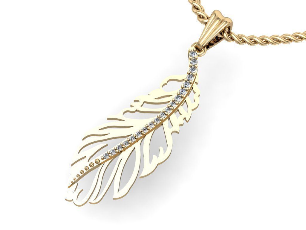 pendant bird feather 3D print model_2