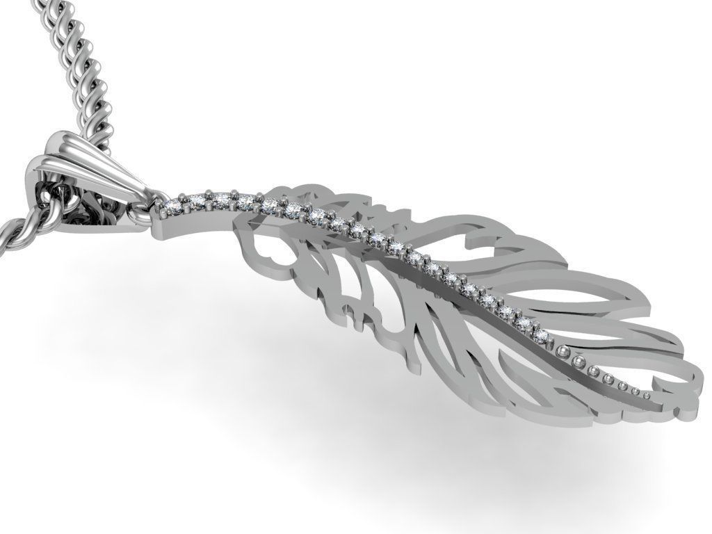pendant bird feather 3D print model_5