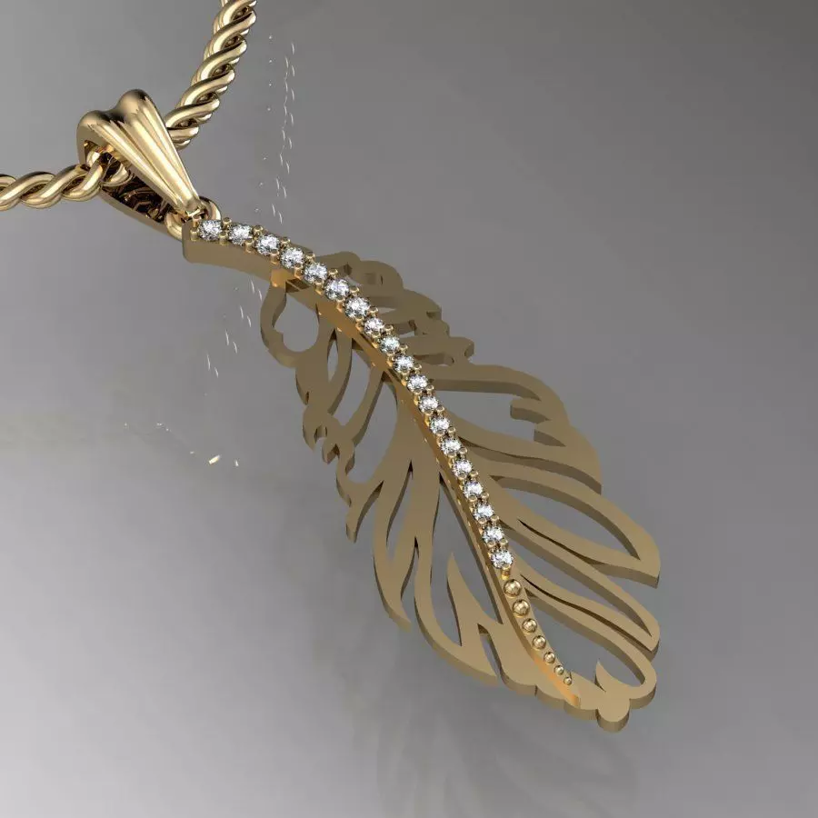 pendant bird feather 3D print model_0