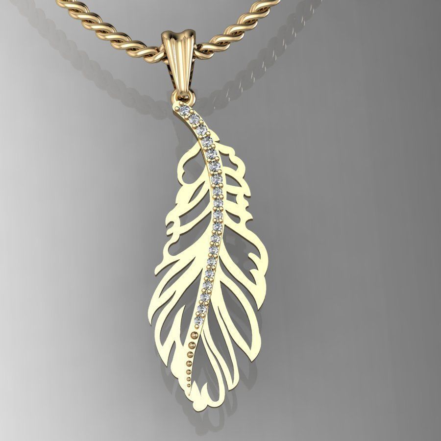 pendant bird feather 3D print model_1