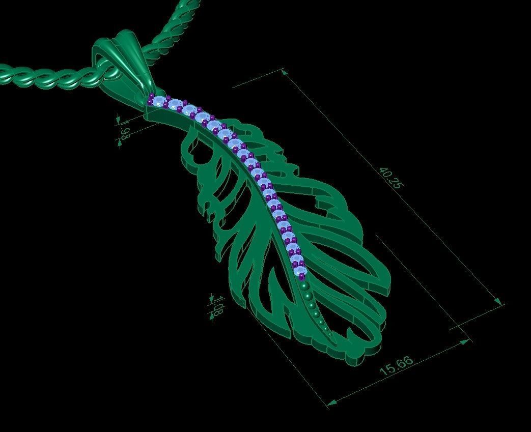pendant bird feather 3D print model_6
