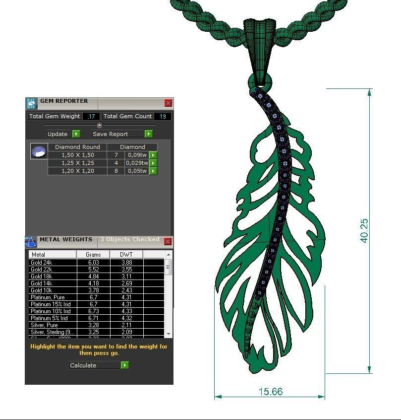 pendant bird feather 3D print model_4