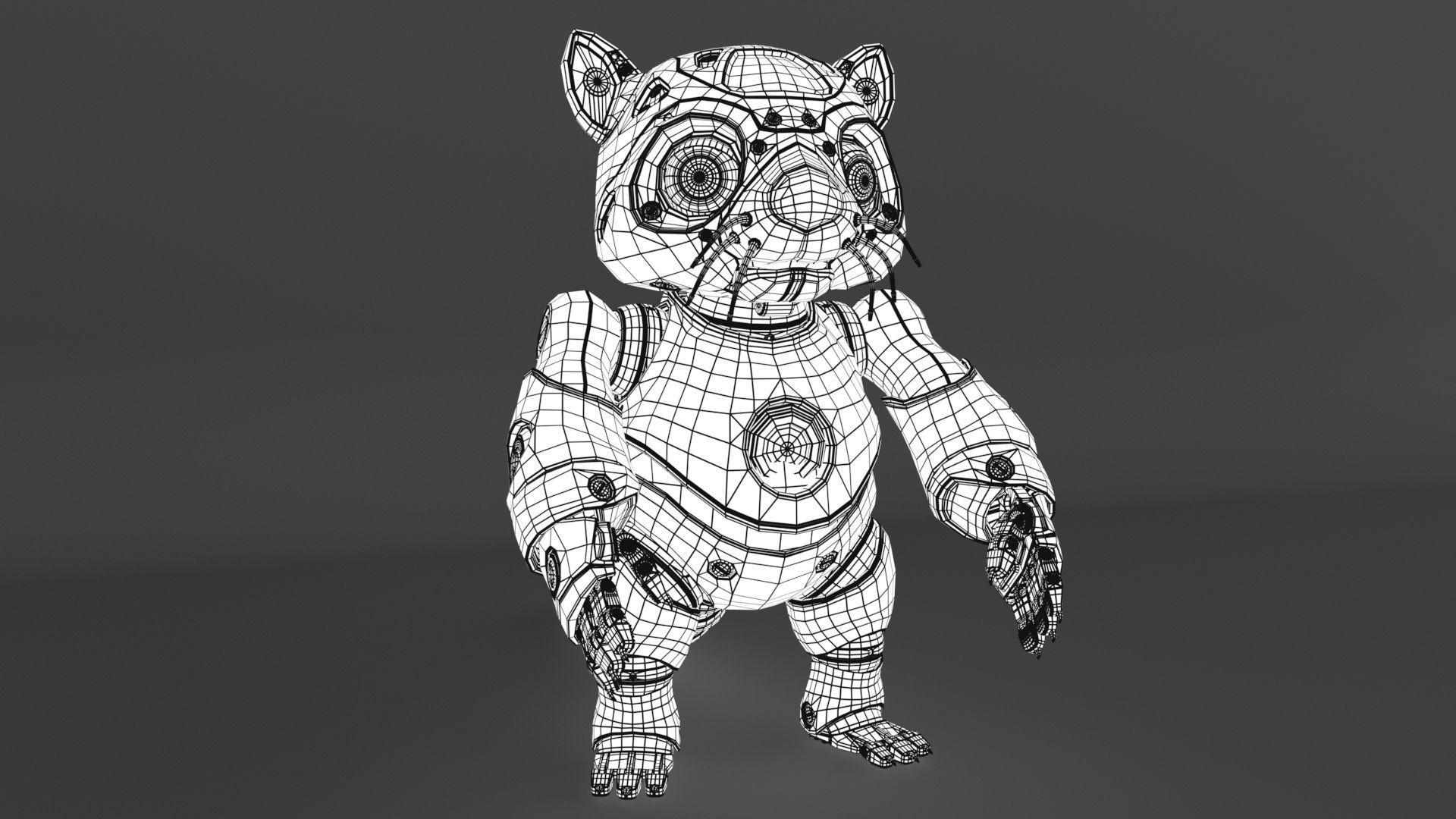 robot racoon 3D model_7