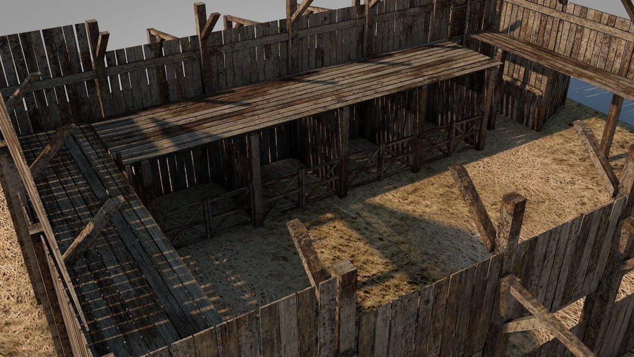 Old Barn Low-poly 3D model_8