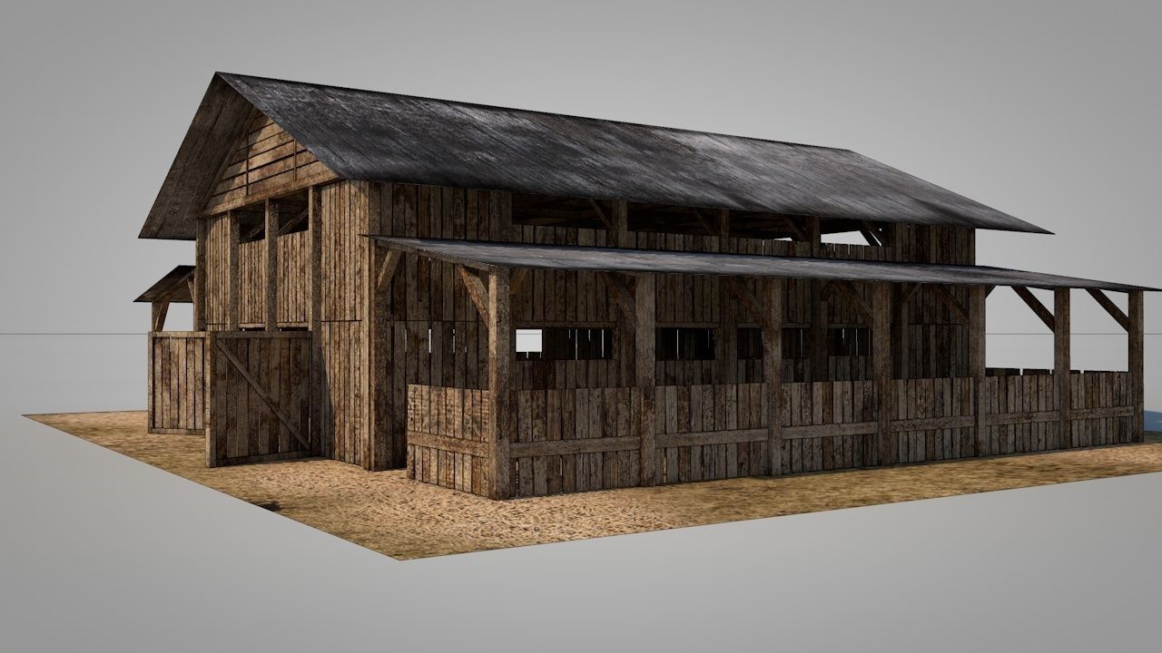 Old Barn Low-poly 3D model_4