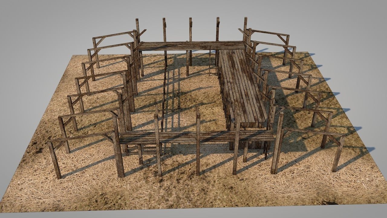 Old Barn Low-poly 3D model_11