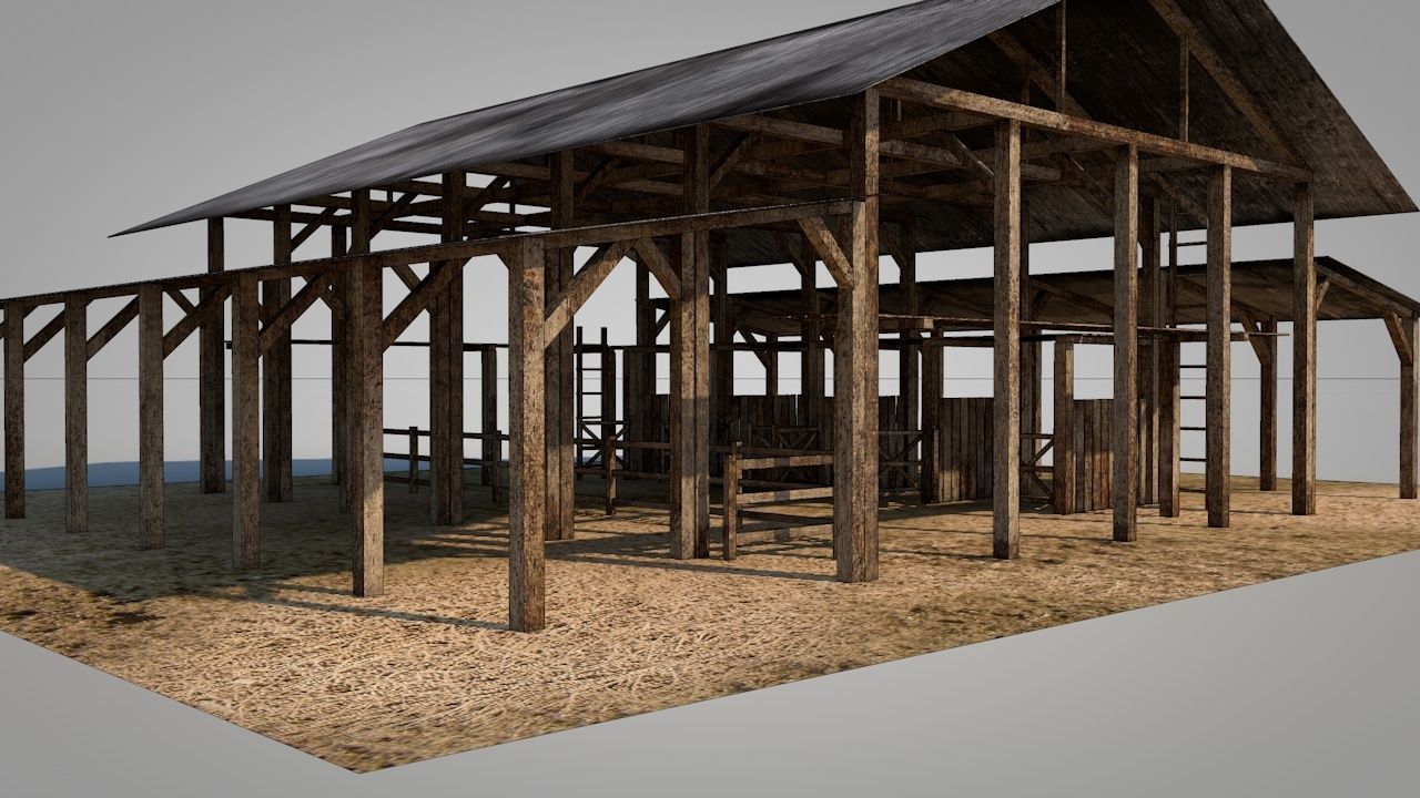 Old Barn Low-poly 3D model_13