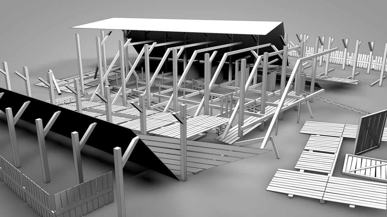 Old Barn Low-poly 3D model_26