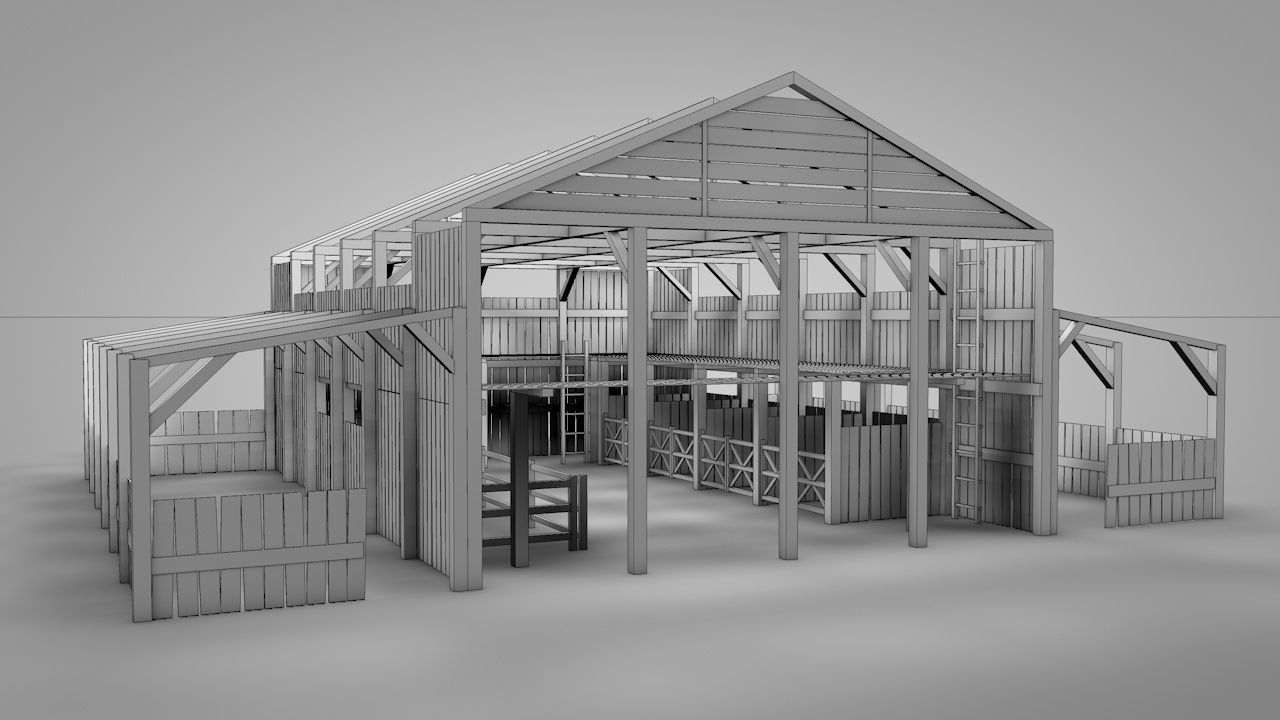 Old Barn Low-poly 3D model_19