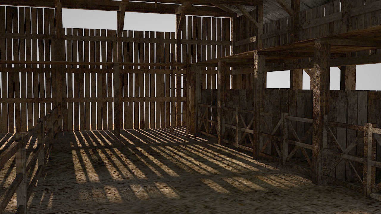 Old Barn Low-poly 3D model_6