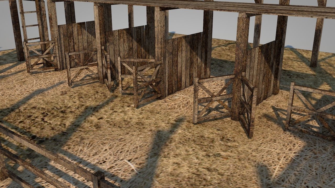 Old Barn Low-poly 3D model_12