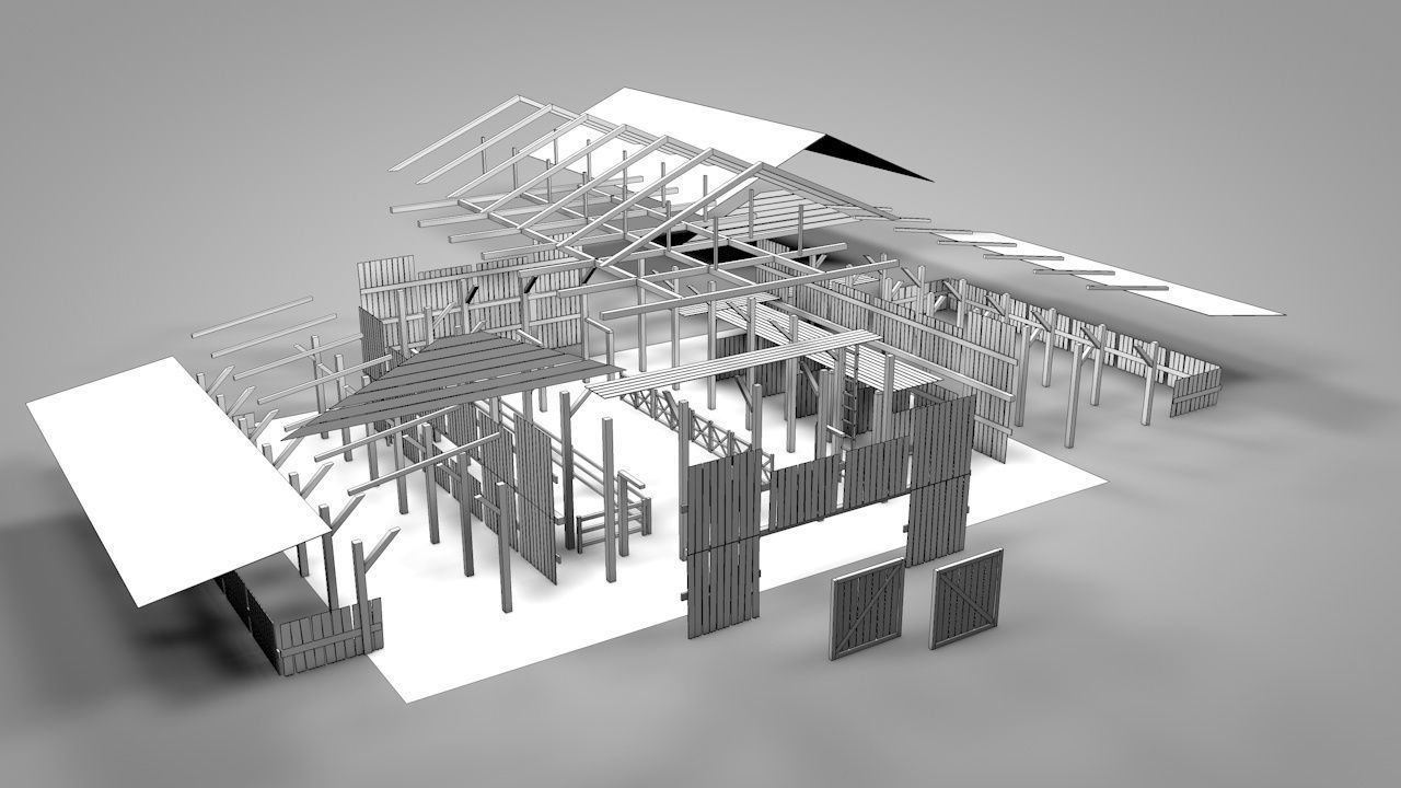 Old Barn Low-poly 3D model_24