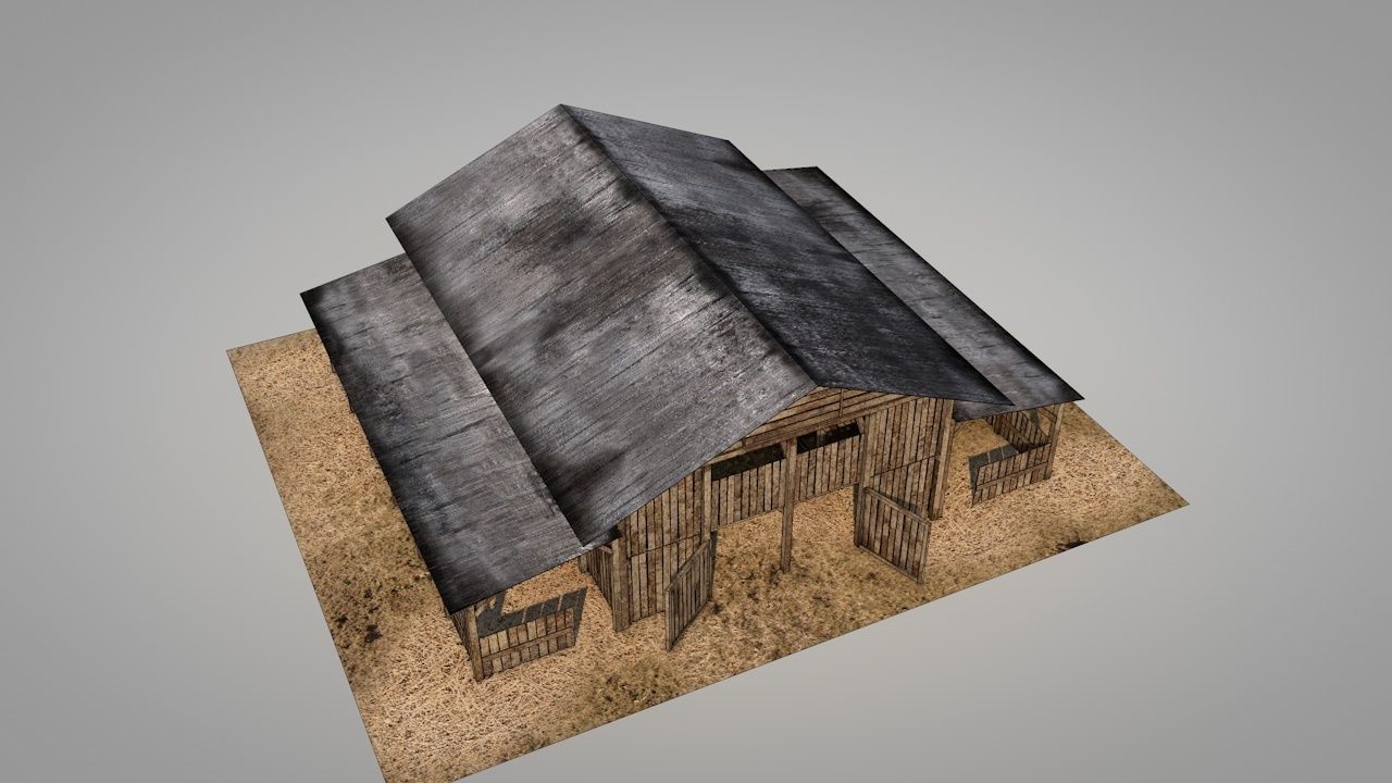 Old Barn Low-poly 3D model_3