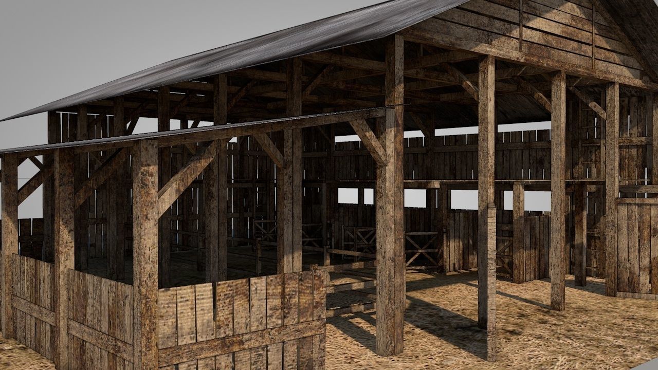 Old Barn Low-poly 3D model_15