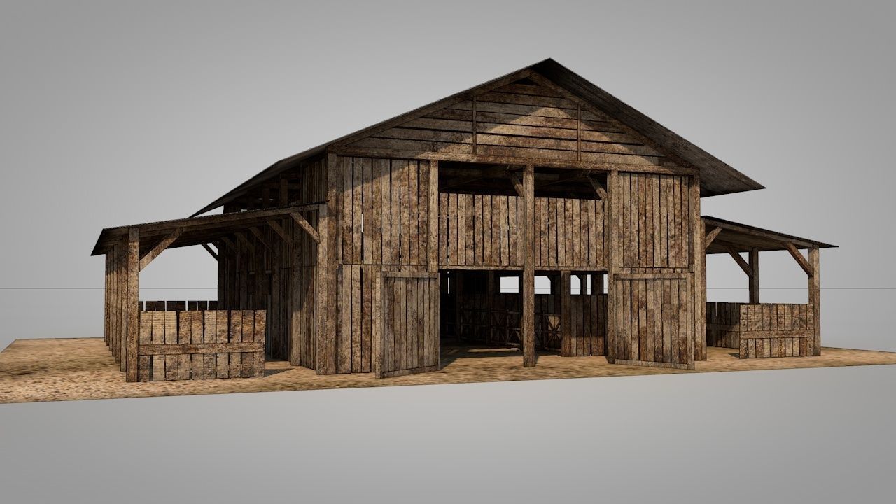 Old Barn Low-poly 3D model_18
