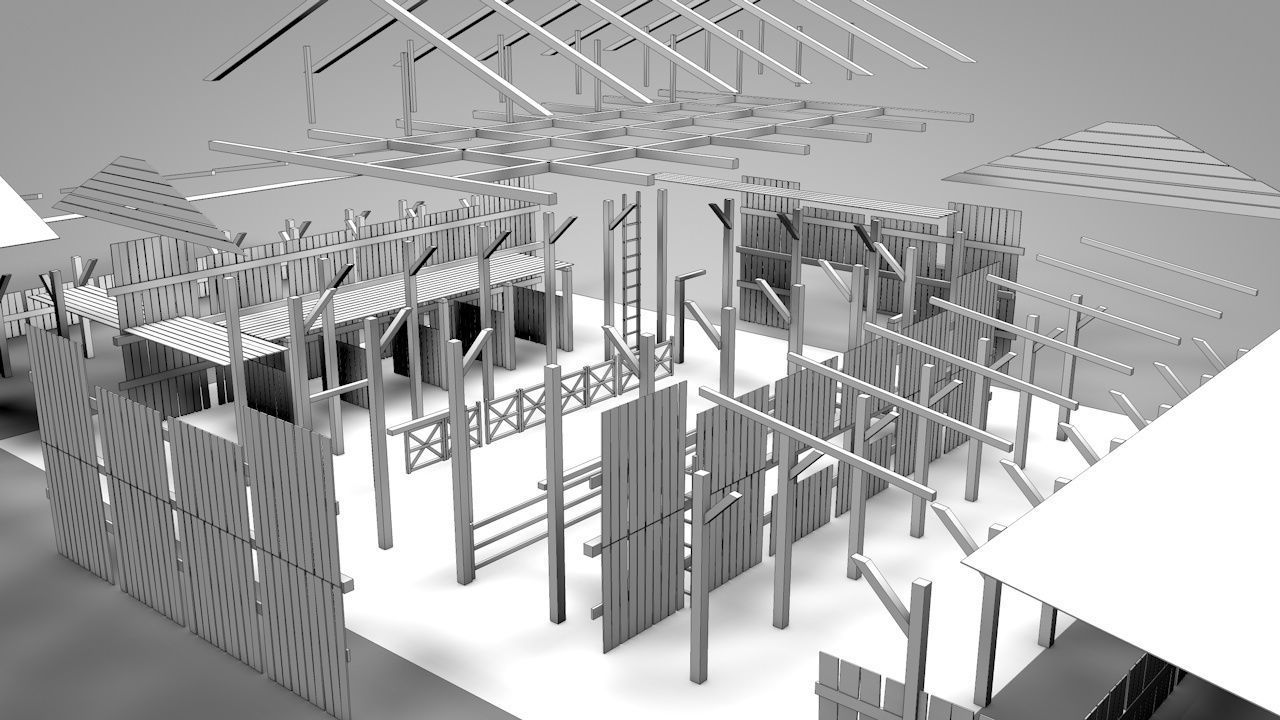 Old Barn Low-poly 3D model_25