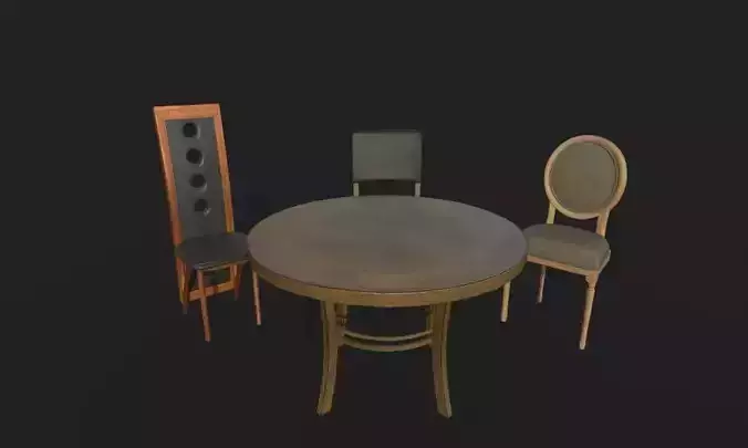 Low poly Table and chair