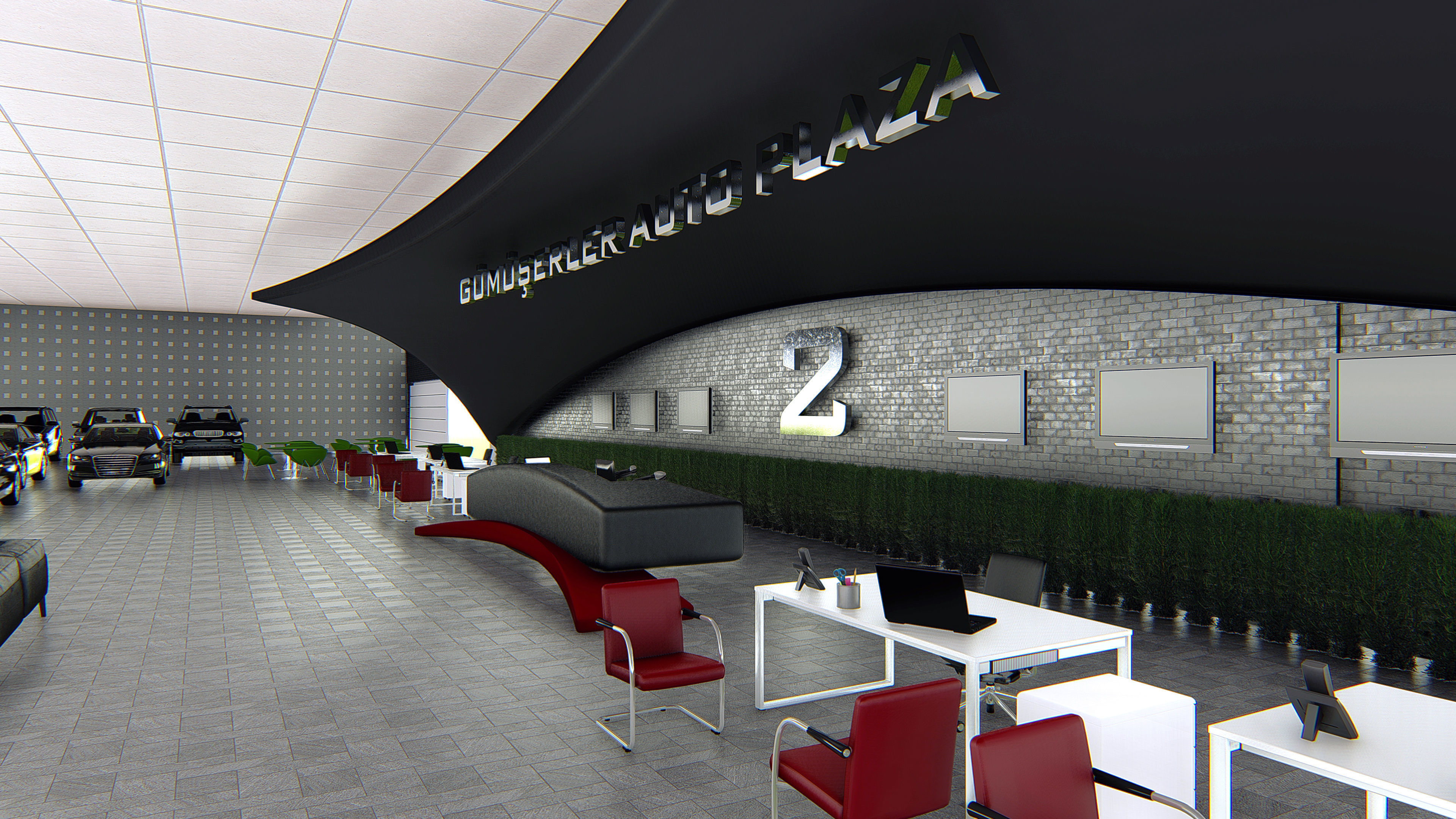 Modern build and Car Service - Sales  3D model_7