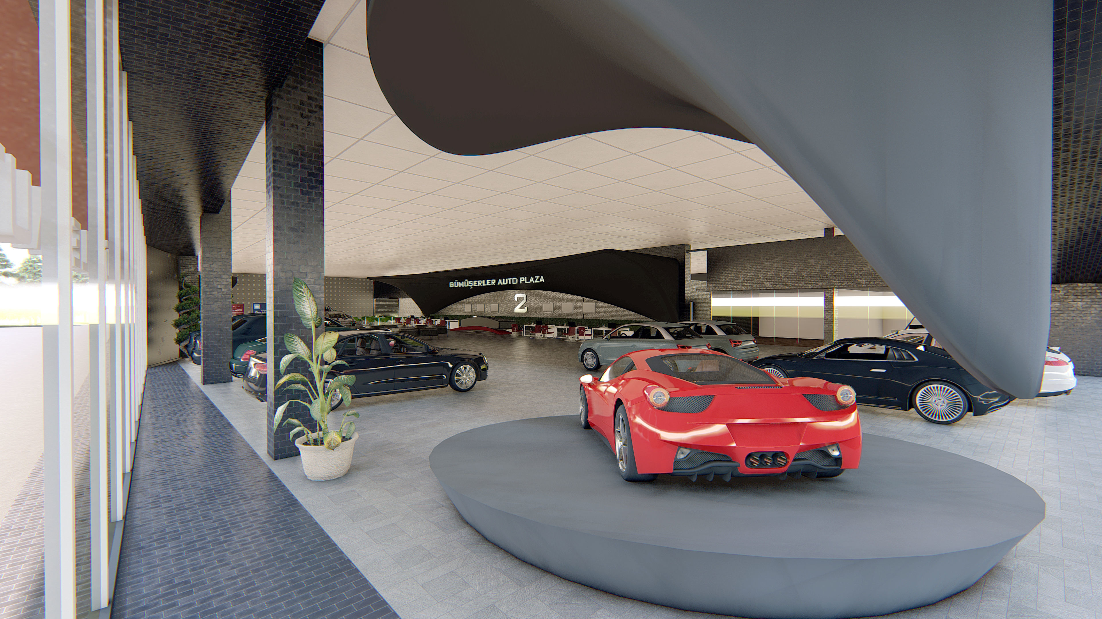 Modern build and Car Service - Sales  3D model_9