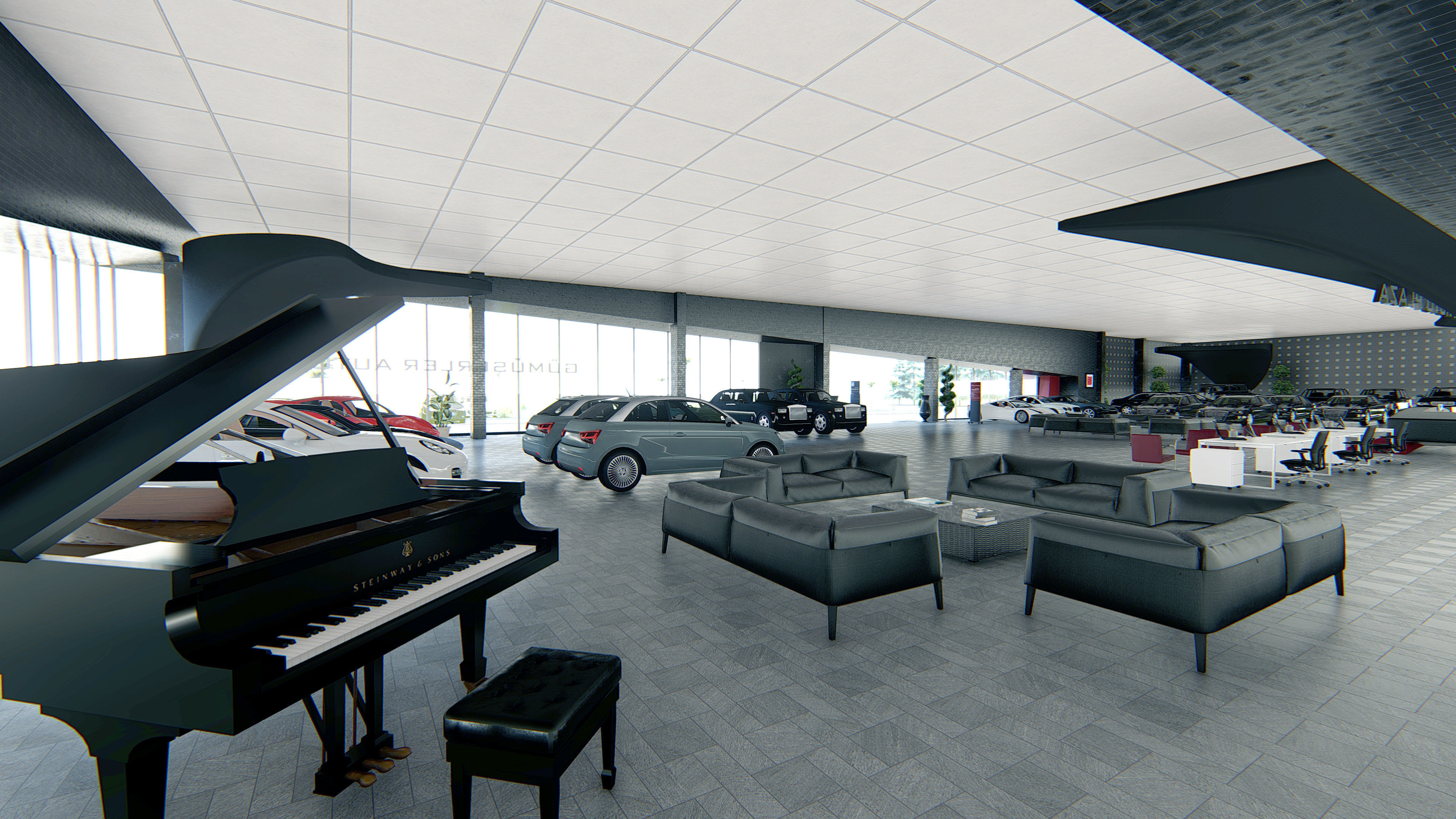 Modern build and Car Service - Sales  3D model_8