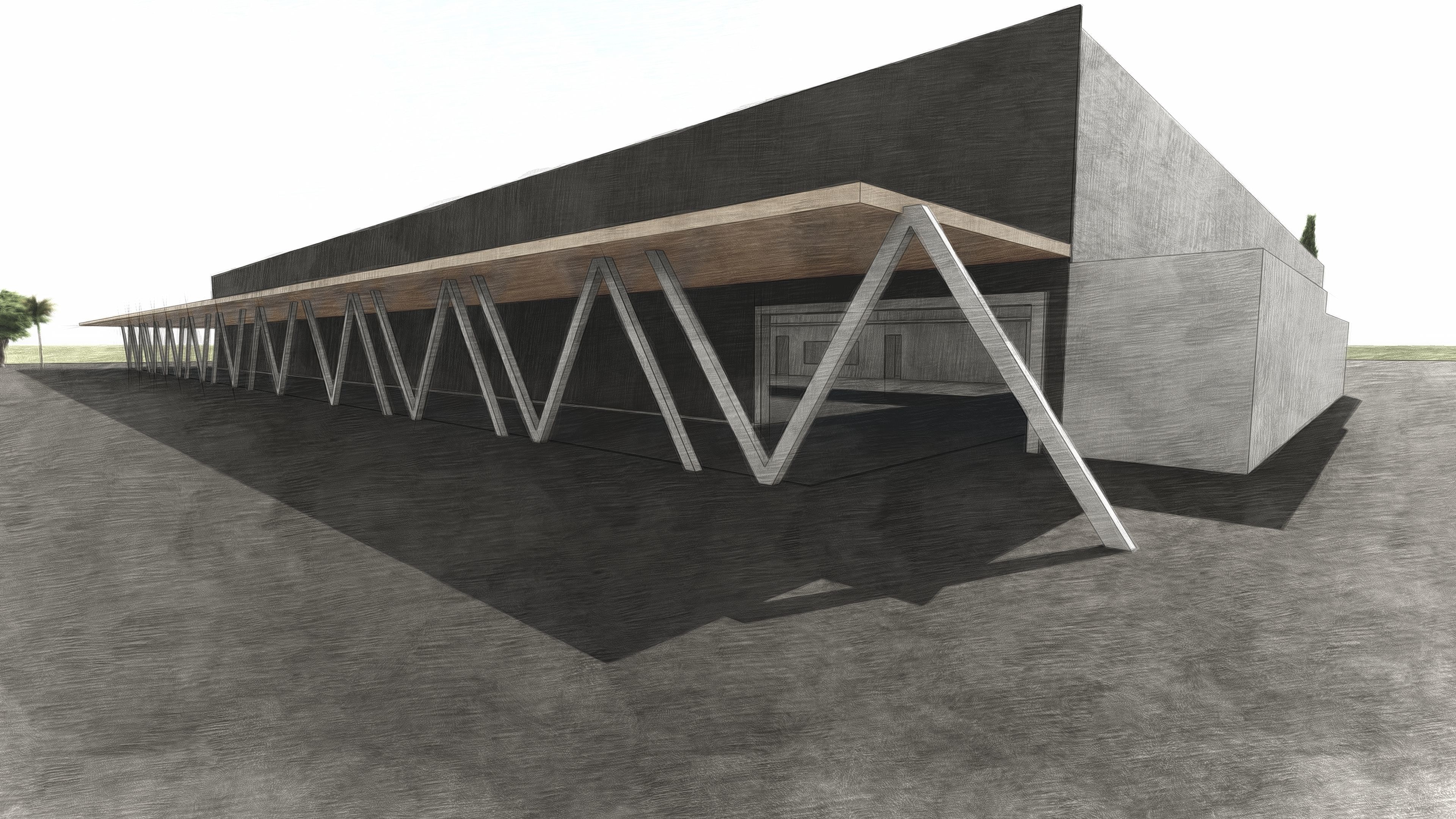 Modern build and Car Service - Sales  3D model_3