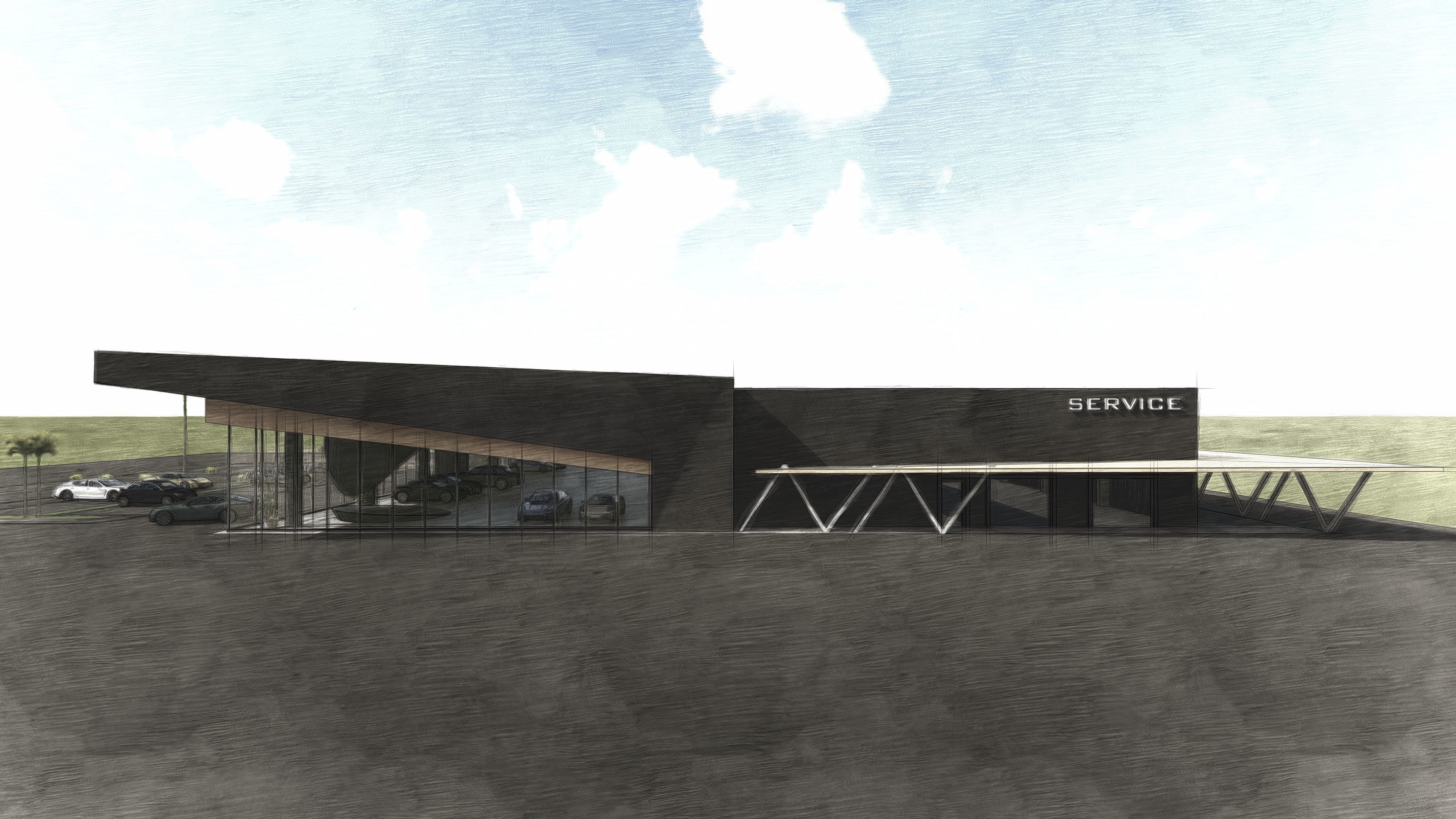 Modern build and Car Service - Sales  3D model_10