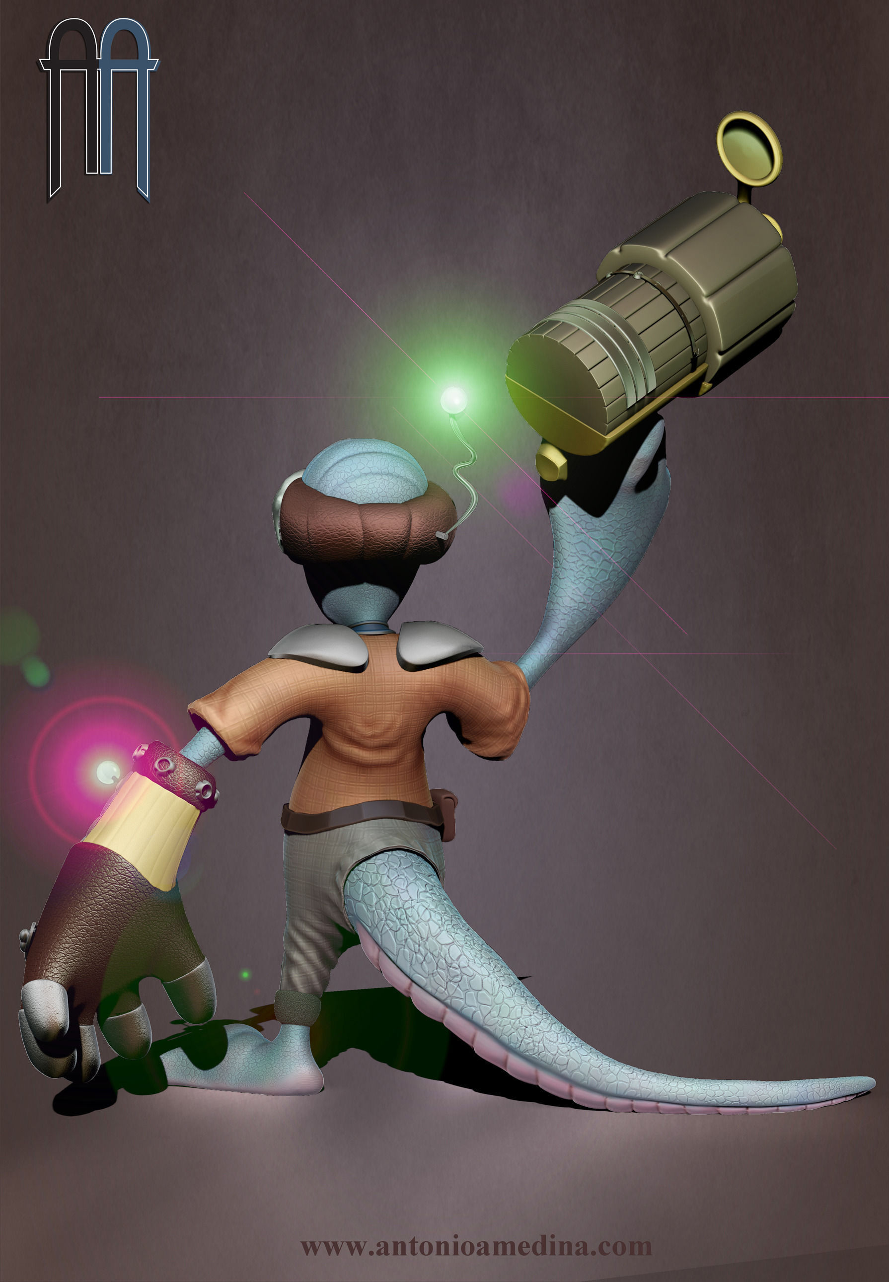 Blue Alien Low-poly 3D model_2