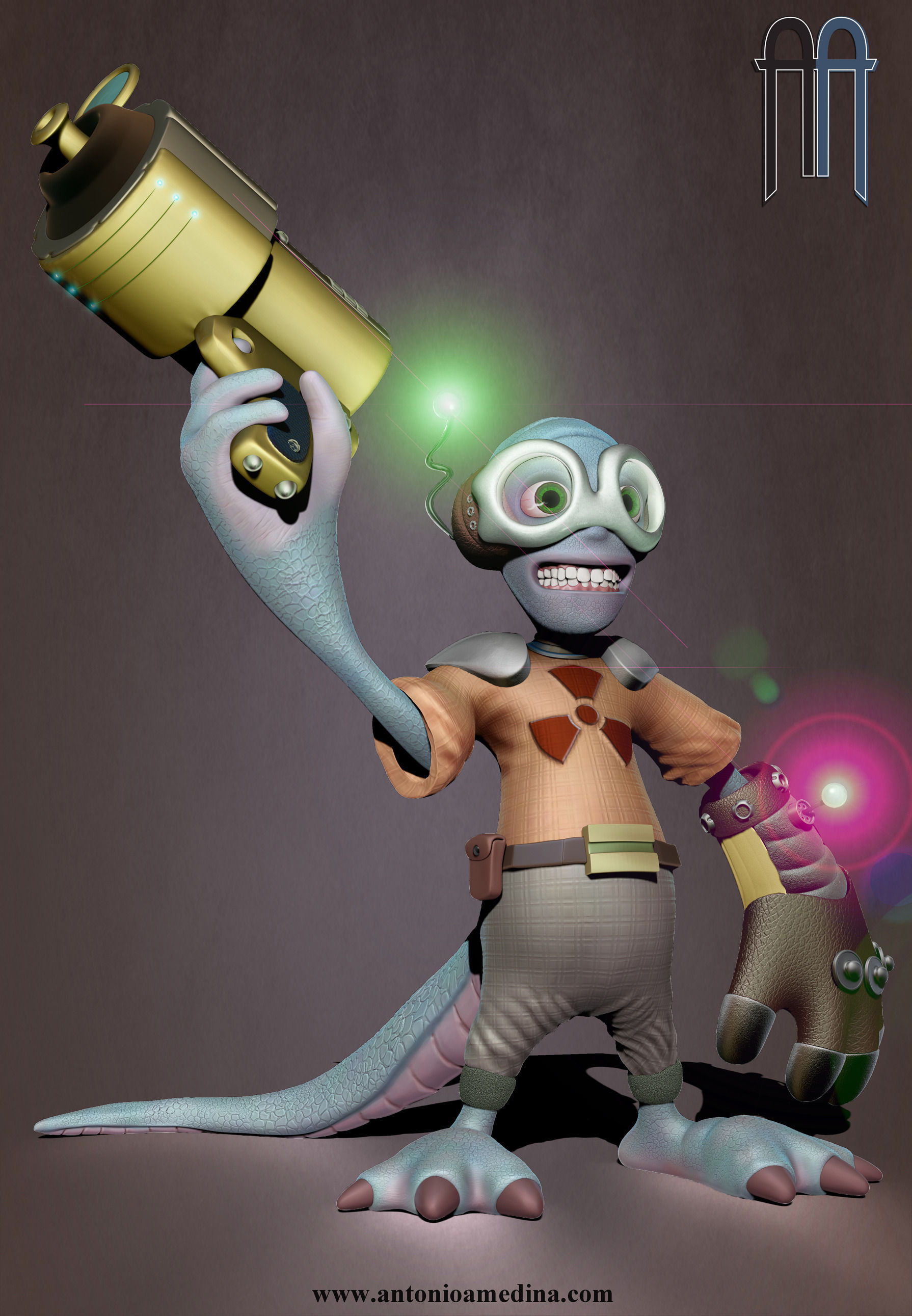 Blue Alien Low-poly 3D model_1