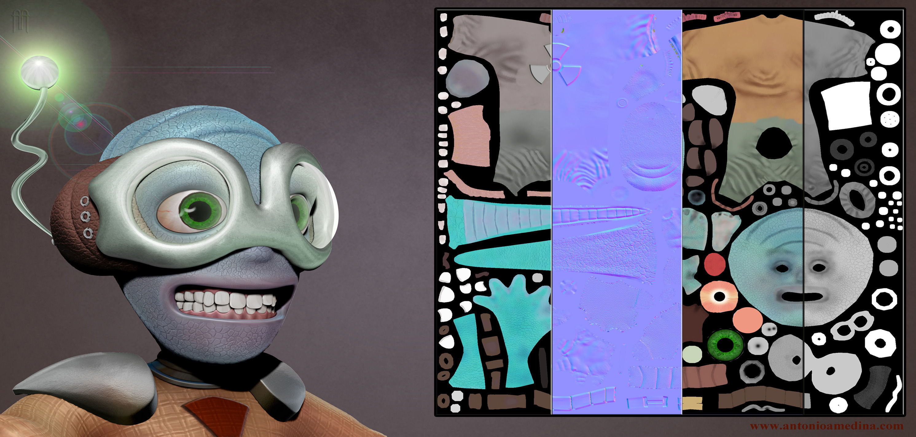 Blue Alien Low-poly 3D model_3
