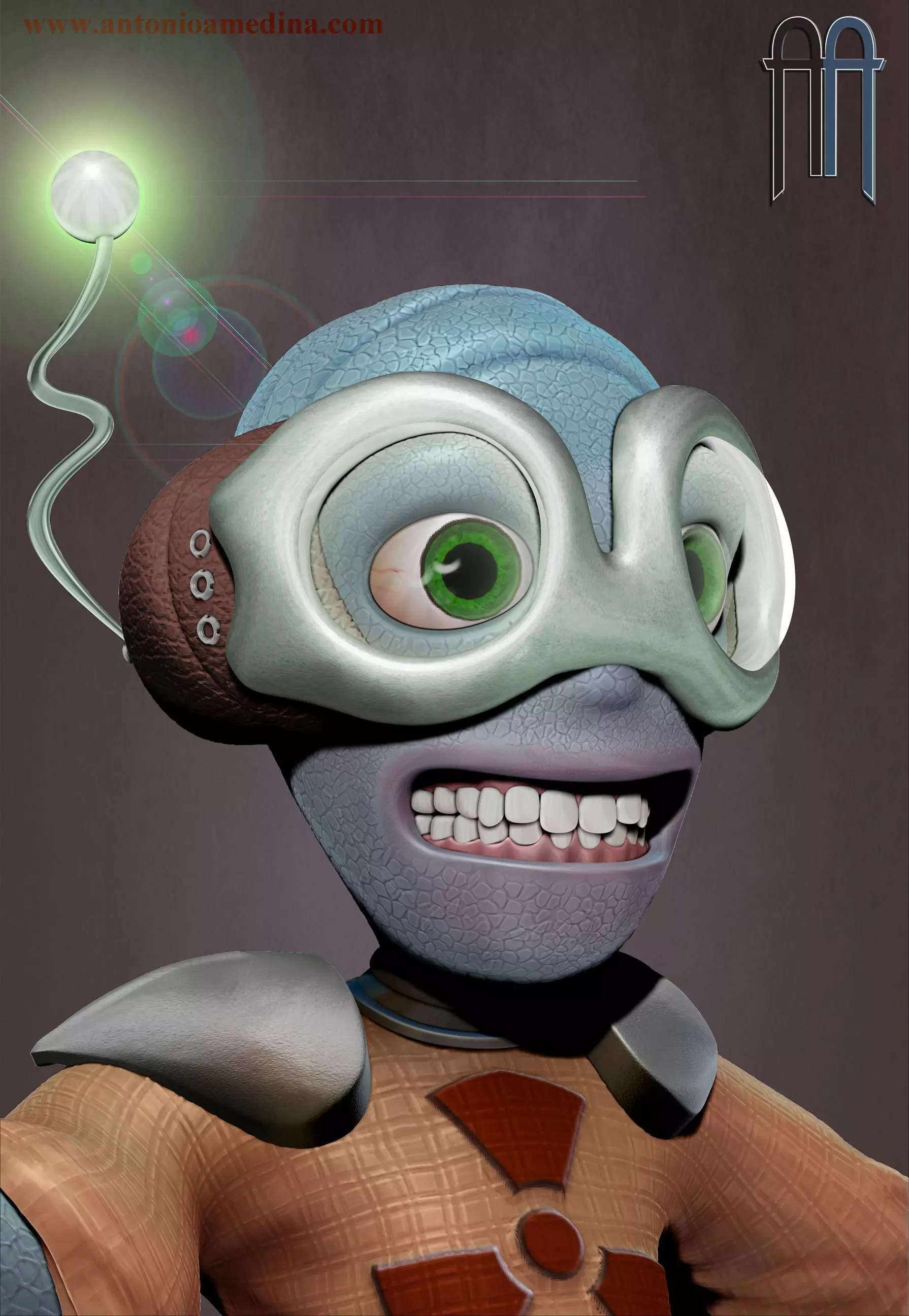 Blue Alien Low-poly 3D model_0