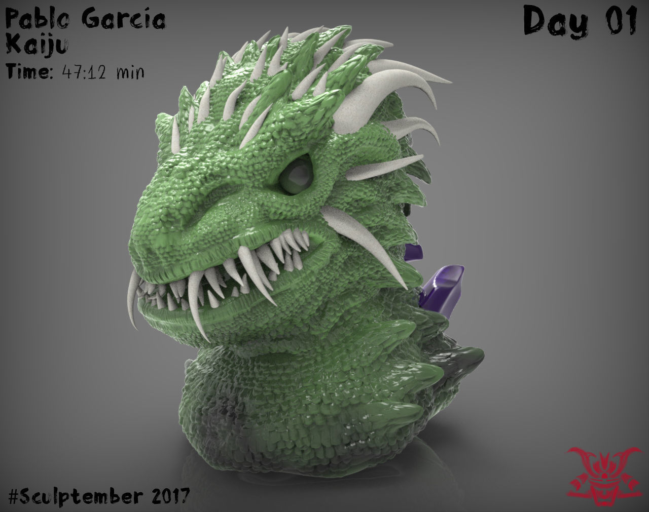 Kaiju Bust 3D print model_8