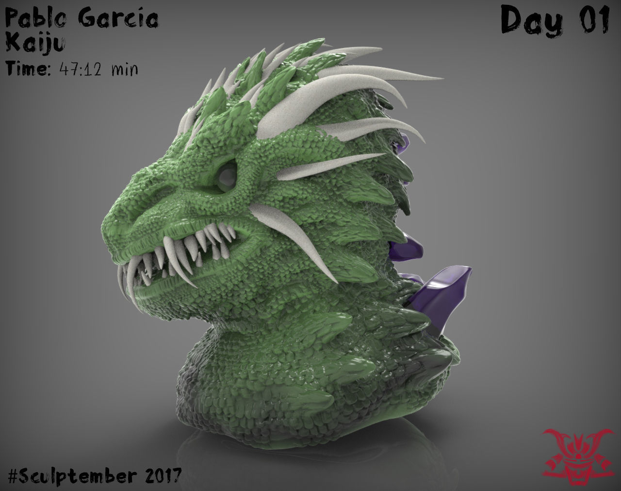 Kaiju Bust 3D print model_9
