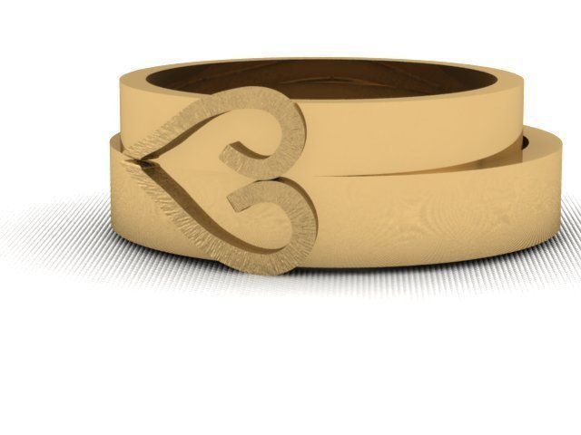 ring with 2 hearts Free 3D print model_1