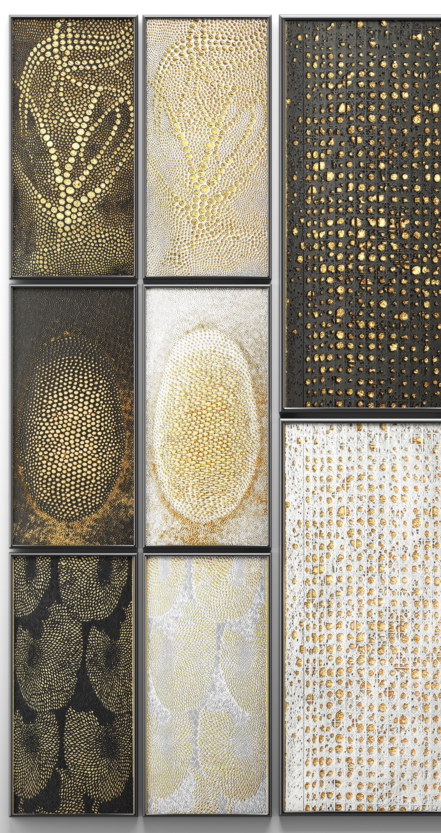 Collection of paintings with gold for walls 3 3D model_9