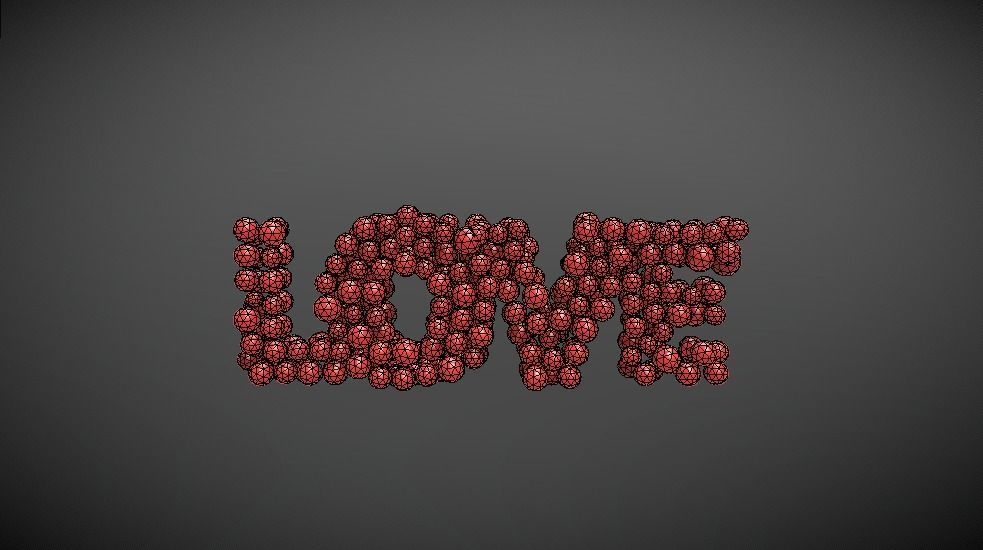 word LOVE formed out of spheres 3D model_3