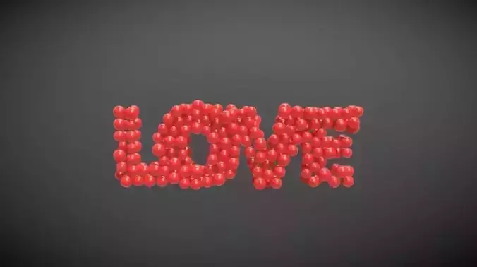 word LOVE formed out of spheres 3D model