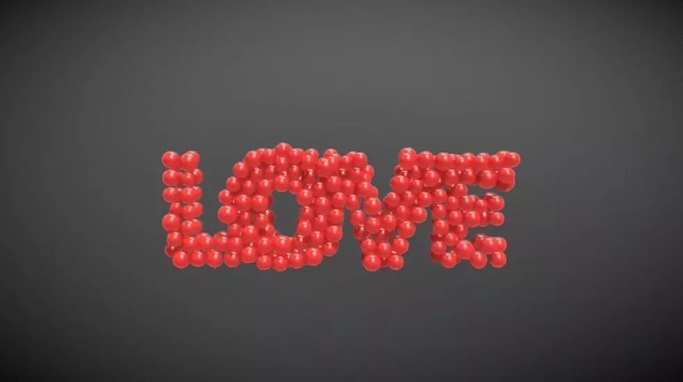 word LOVE formed out of spheres 3D model_0