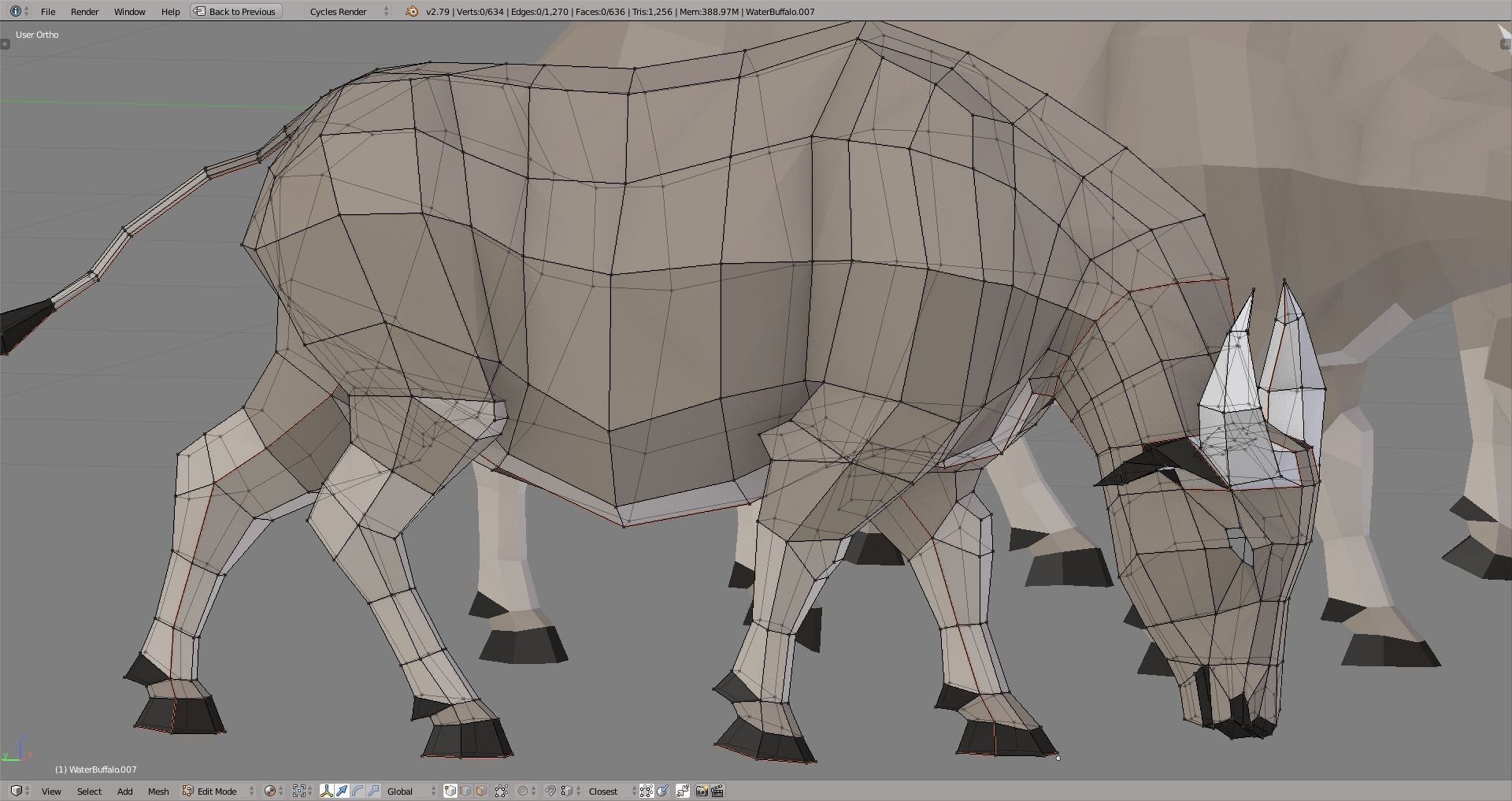 Buffalo bull in low polygons Low-poly 3D model_8