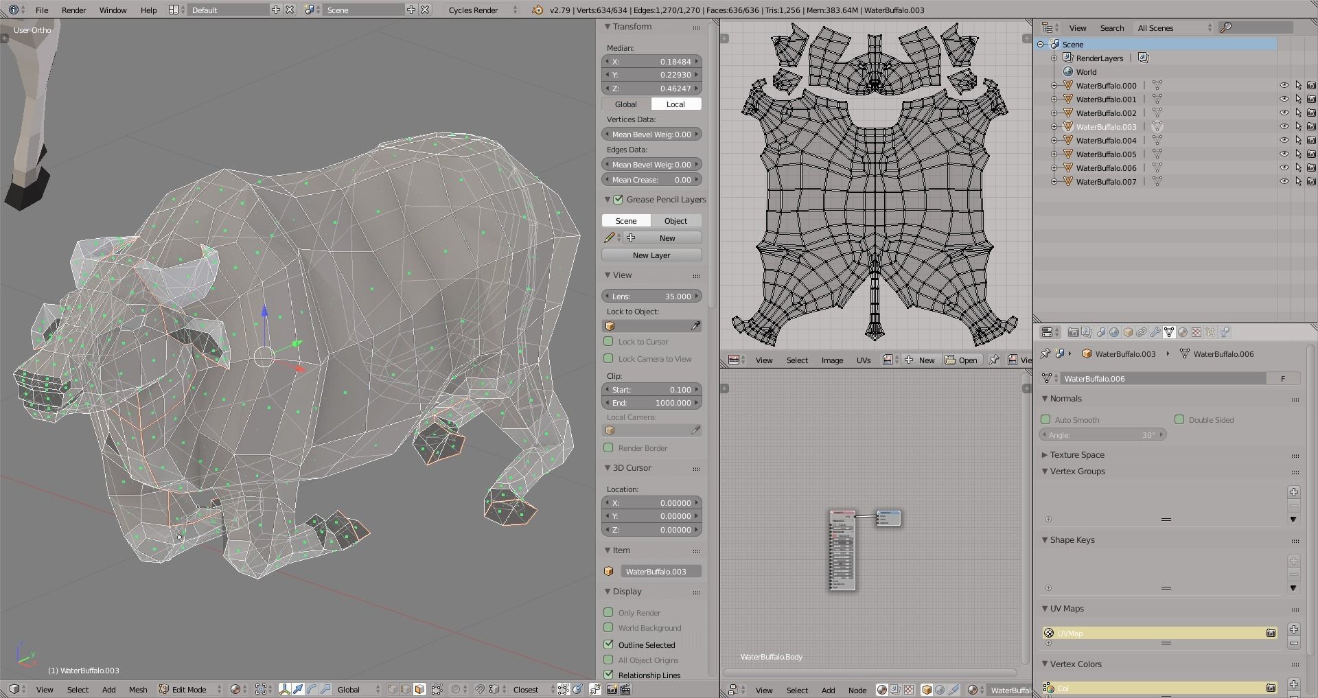 Buffalo bull in low polygons Low-poly 3D model_6
