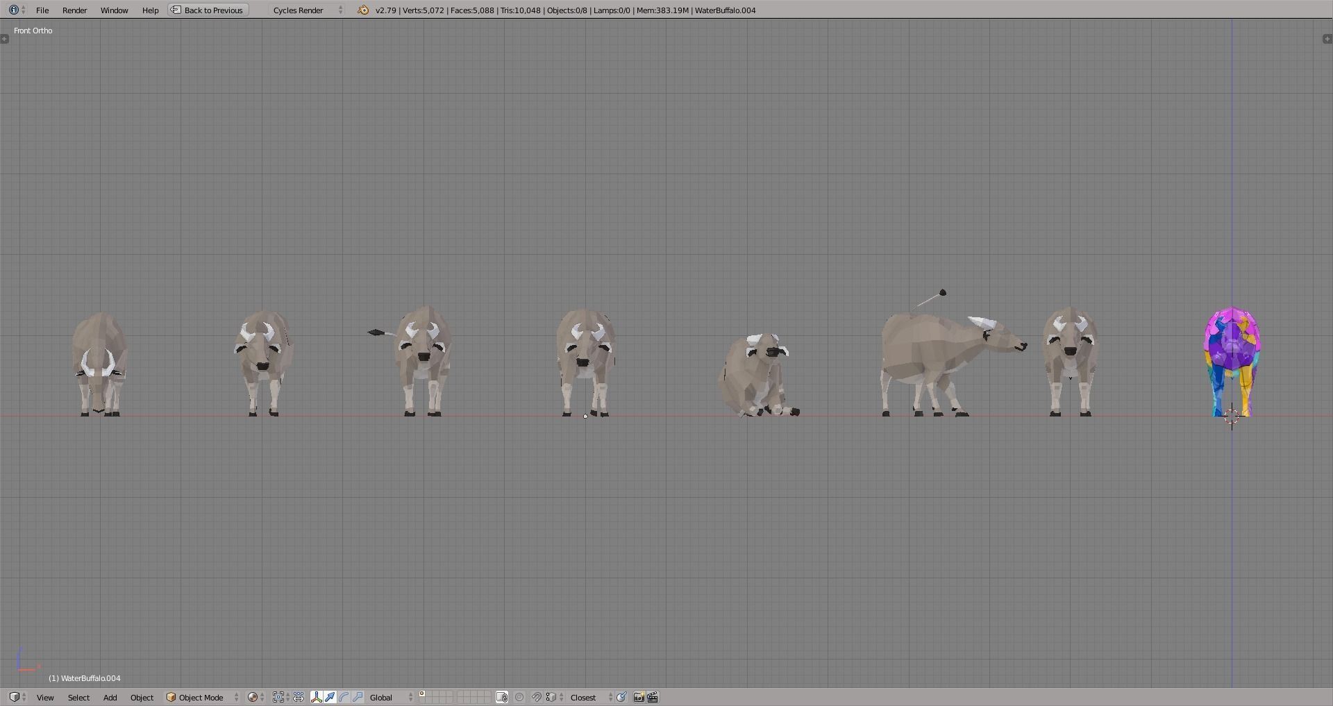 Buffalo bull in low polygons Low-poly 3D model_2