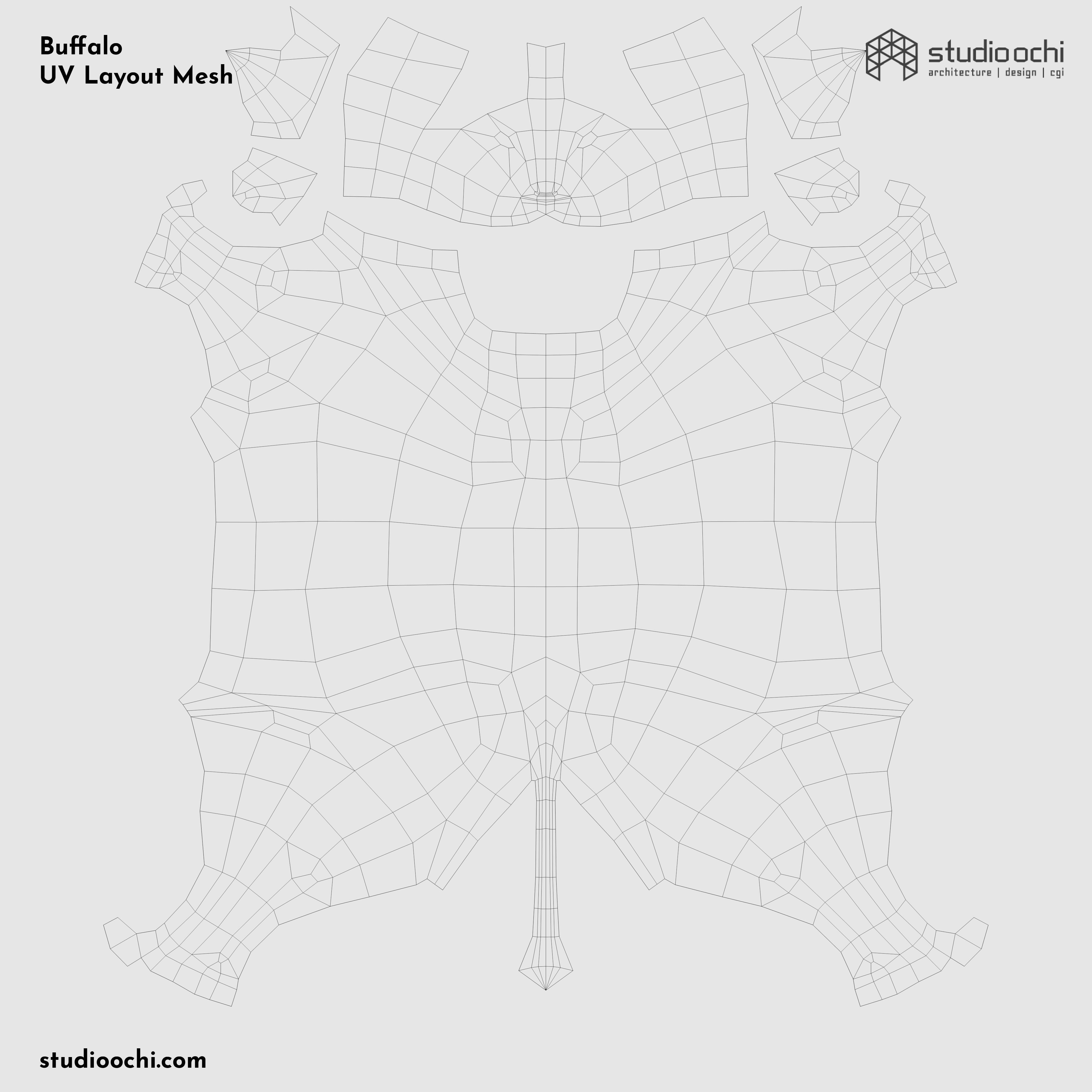 Buffalo bull in low polygons Low-poly 3D model_1