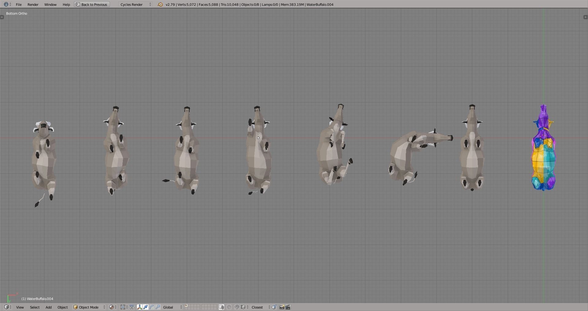 Buffalo bull in low polygons Low-poly 3D model_4