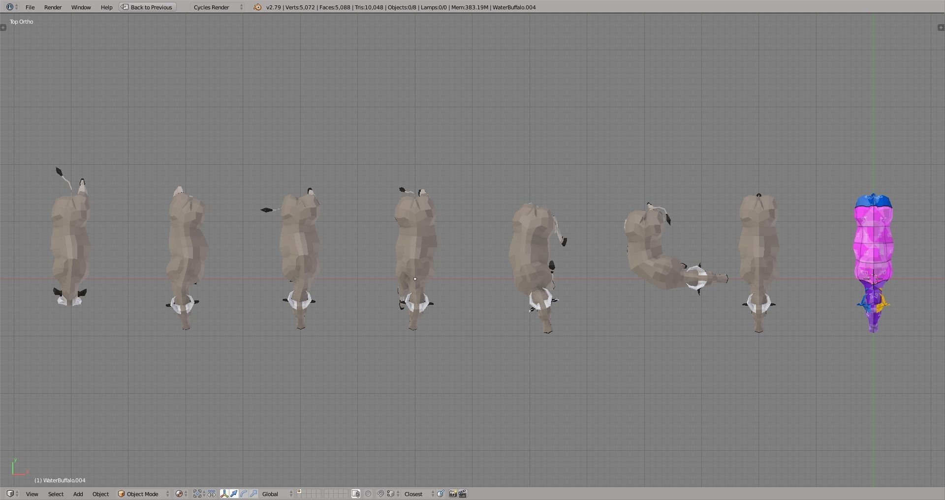 Buffalo bull in low polygons Low-poly 3D model_3