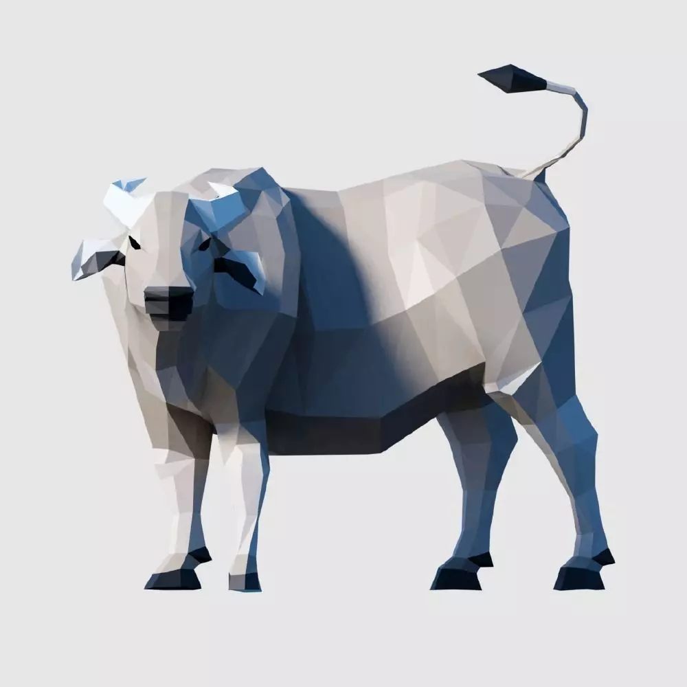 Buffalo bull in low polygons Low-poly 3D model_0
